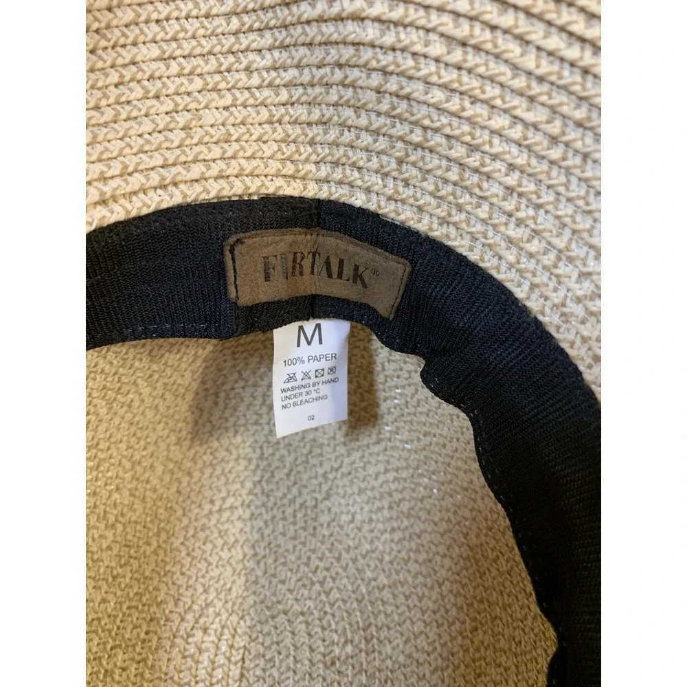 FURTALK Womens Beach Sun Straw Hat Travel Brim Summer Black Ribbon